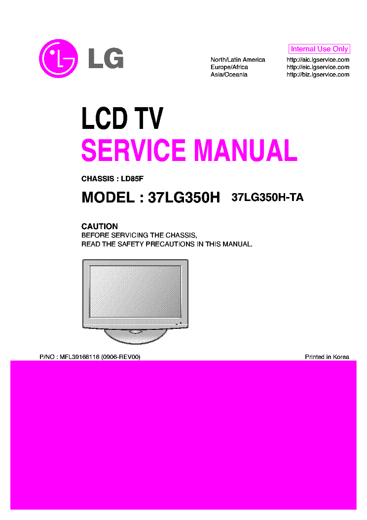 LG 37LG350H[-TA] CHASSIS LD85F service manual (1st page)